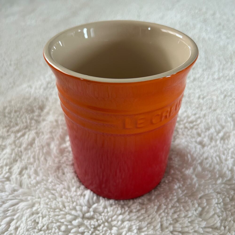 Le Creuset Orange Ombre Crock Ceramic Utensil Holder 6 Kitchen Preppy Minimalist